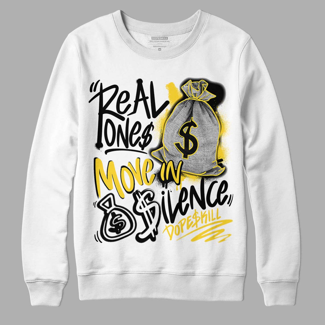 Black Tour Yellow AJ 4 Thunder superstreetwear Sweatshirt Real Ones Move In Silence Graphic