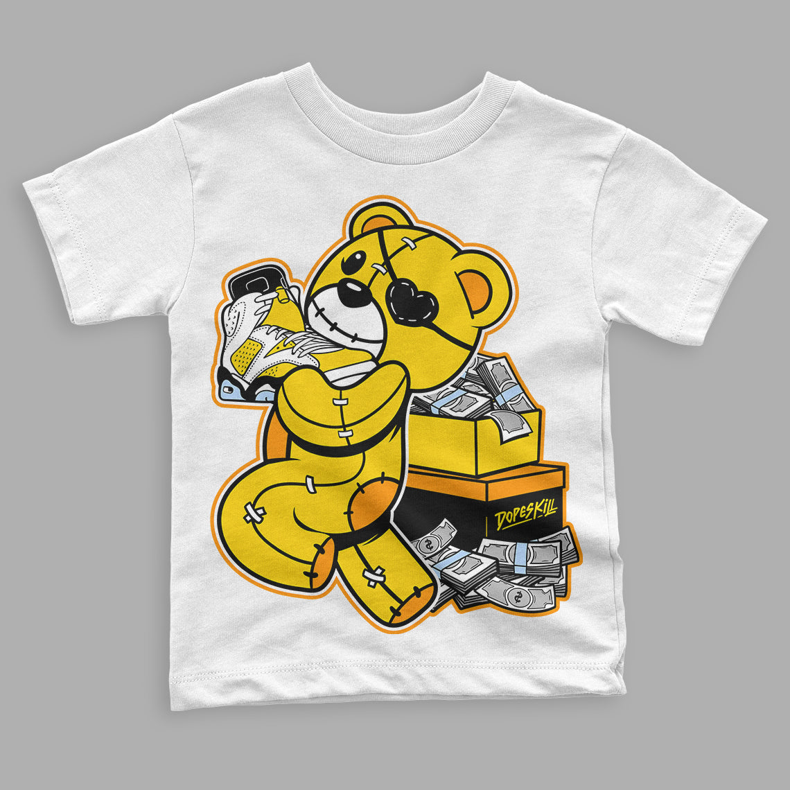 Yellow Ochre 6s superstreetwear Toddler Kids T-shirt Bear Steals Sneaker Graphic