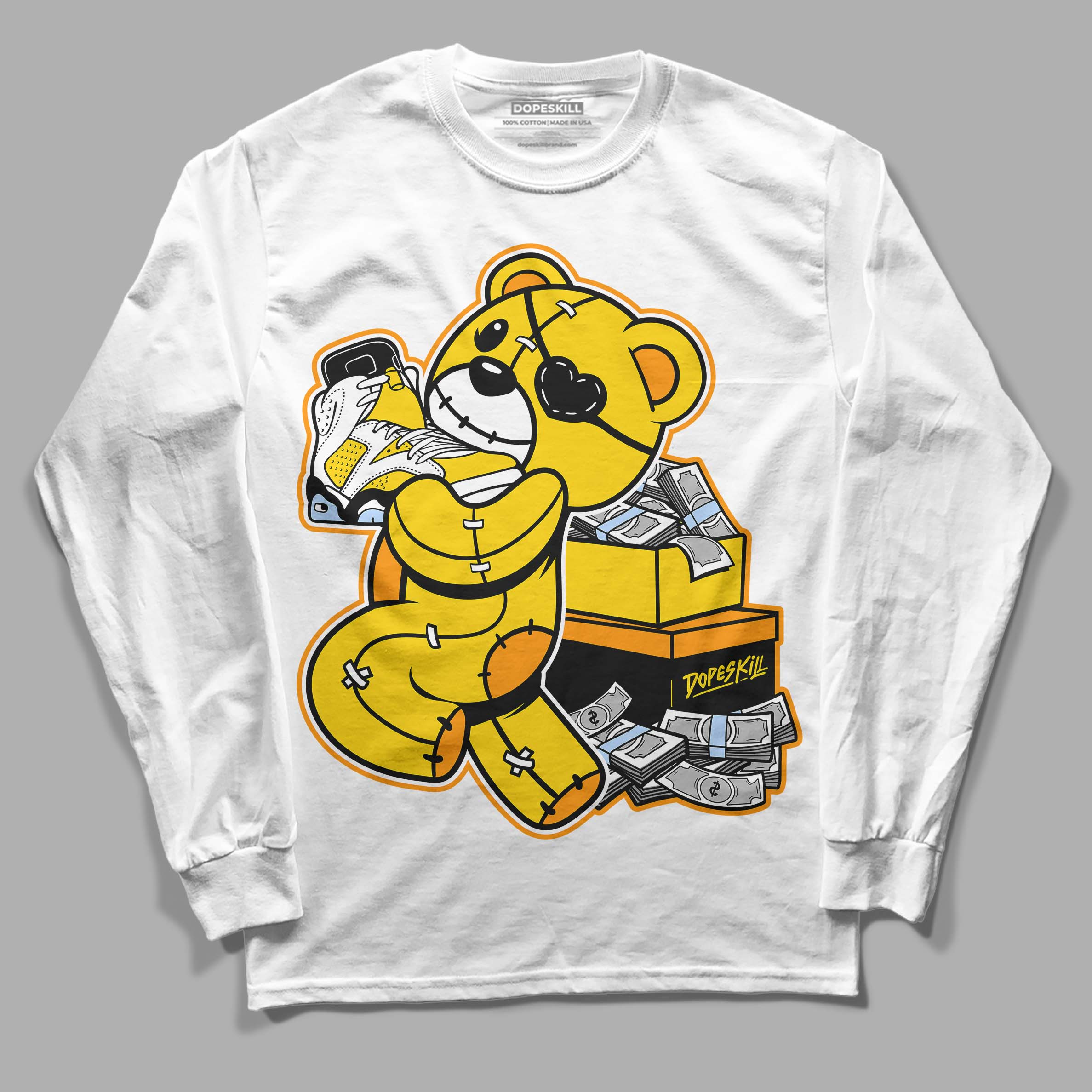 Yellow Ochre 6s superstreetwear Long Sleeve T-Shirt Bear Steals Sneaker Graphic