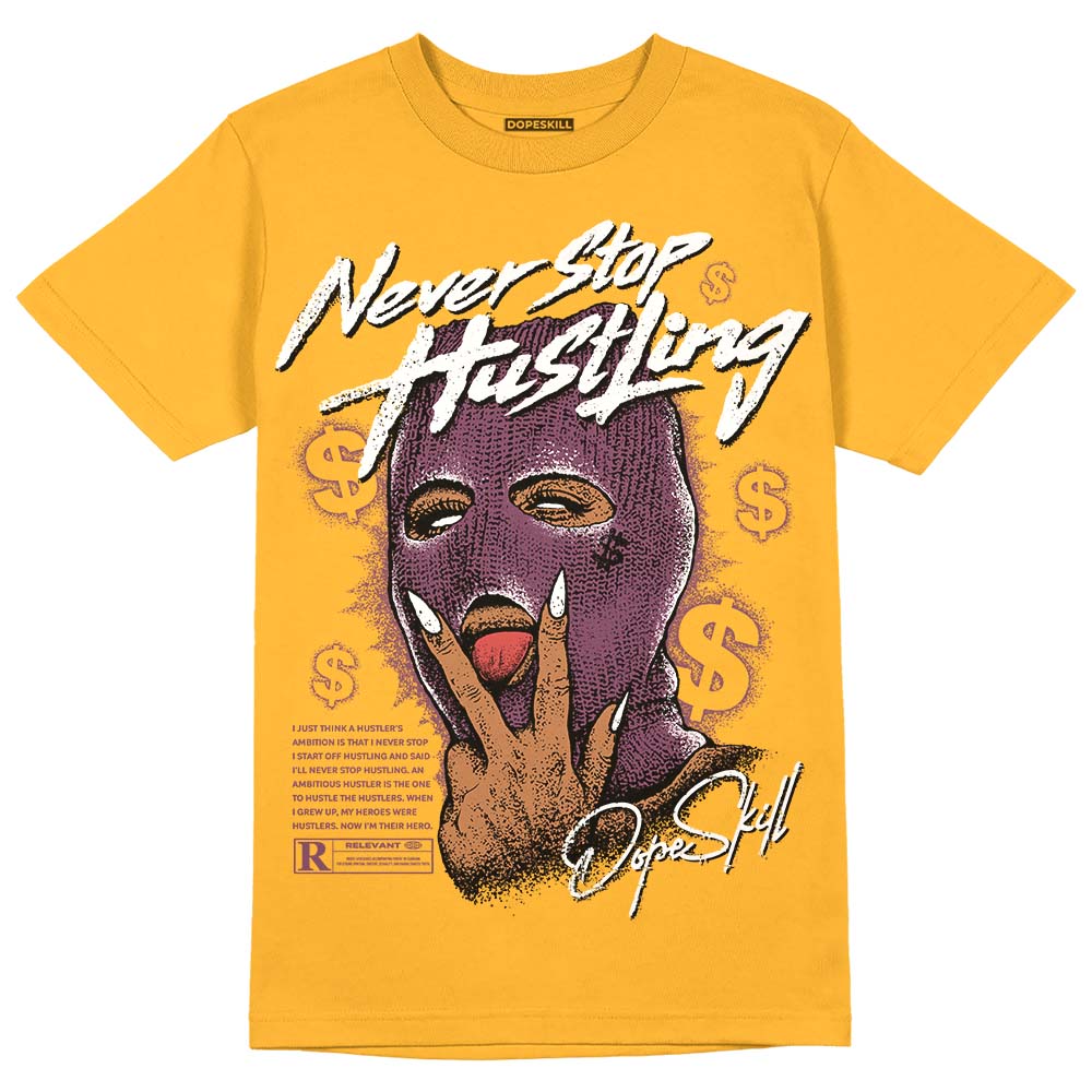 Brotherhood 1s High OG superstreetwear University Gold T-shirt Never Stop Hustling Graphic