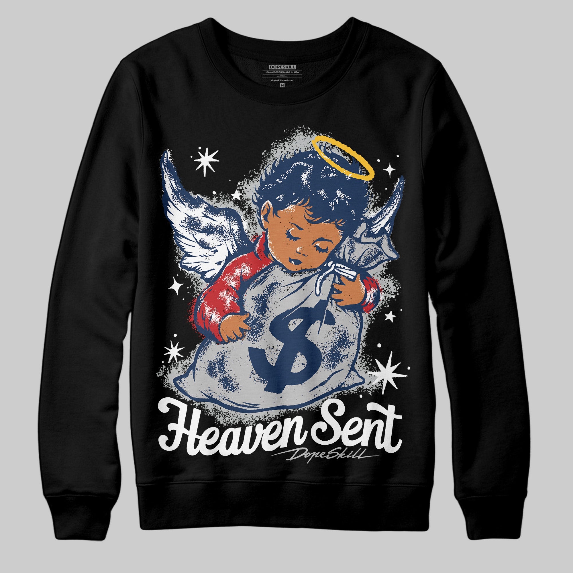 Summit White Navy 4s superstreetwear Sweatshirt Heaven Sent Graphic