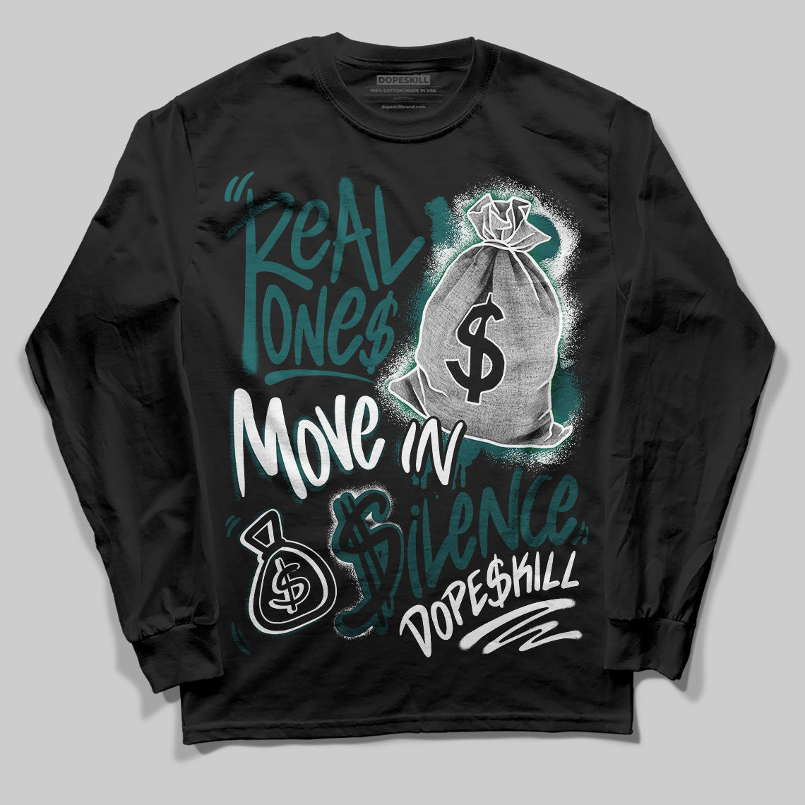 Gel 1130 White Dark Neptune superstreetwear Long Sleeve T-Shirt Real Ones Move In Silence Graphic