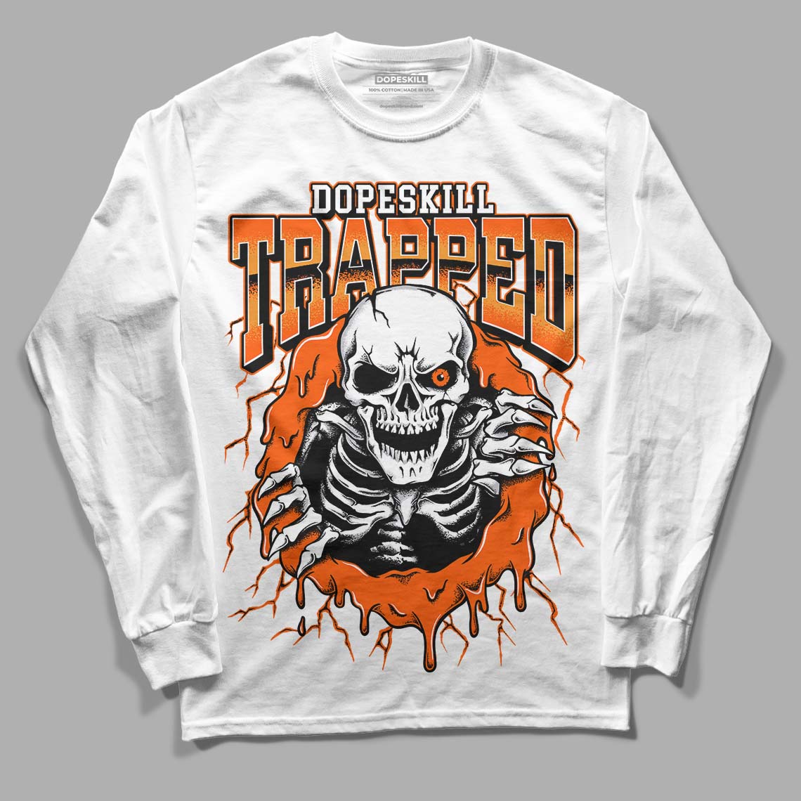 Brilliant Orange 12s superstreetwear Long Sleeve T-Shirt Trapped Halloween Graphic