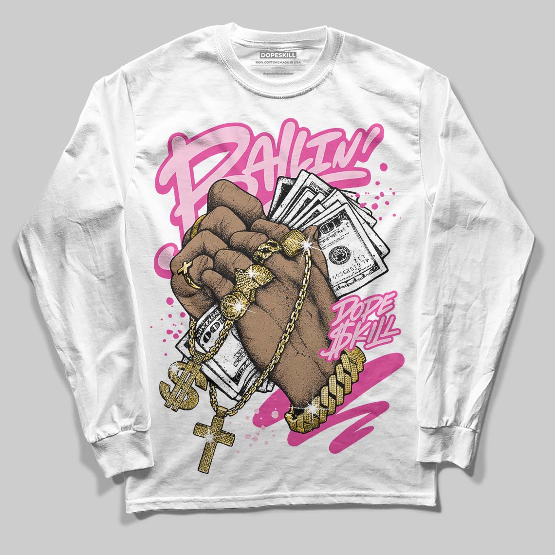 Pink Collection superstreetwear Long Sleeve T-Shirt Always Ballin' Graphic