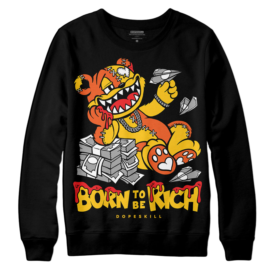 Yellow Collection superstreetwear Sweatshirt Born To Be Rich Graphic