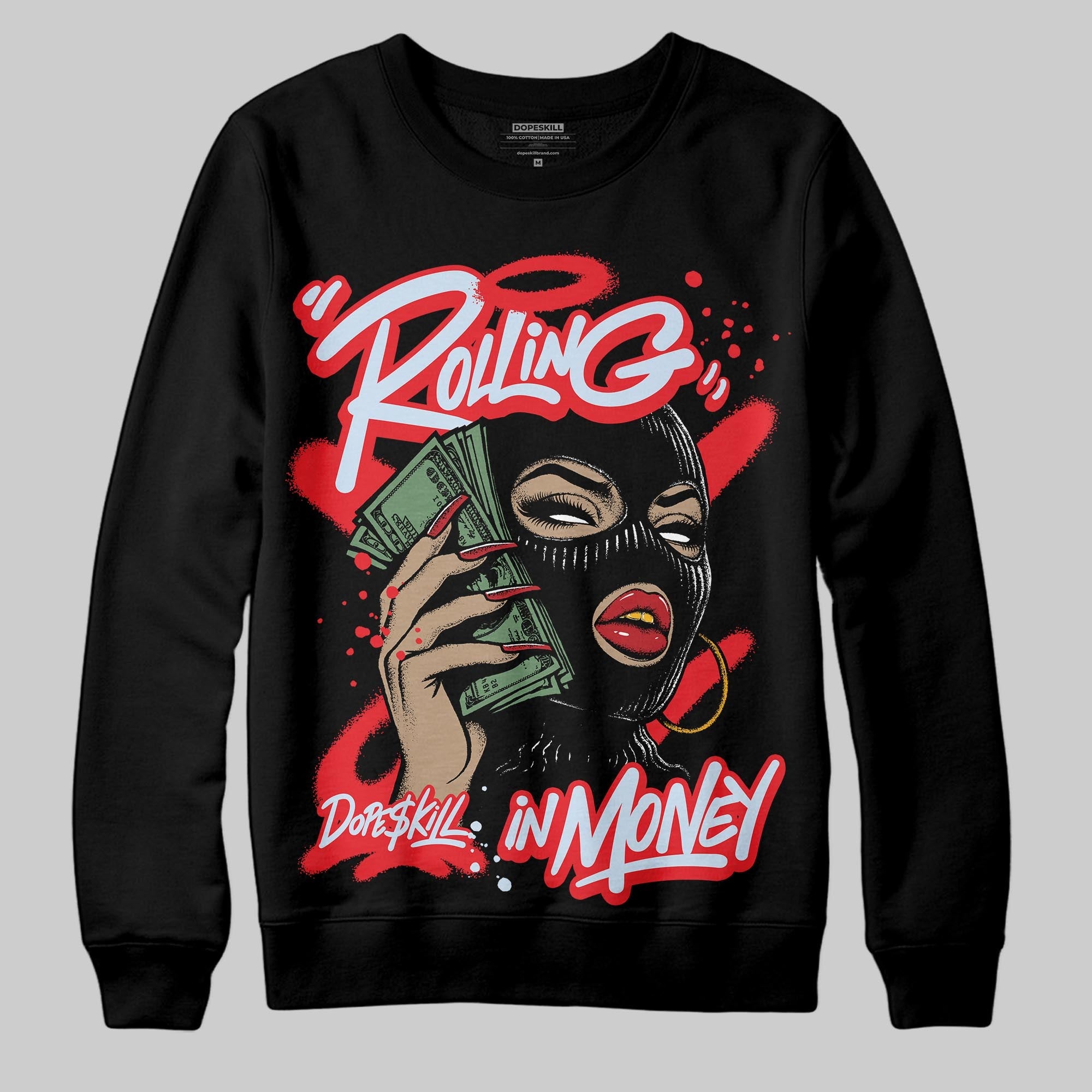 Cherry 11s superstreetwear Sweatshirt Rolling in Money Graphic