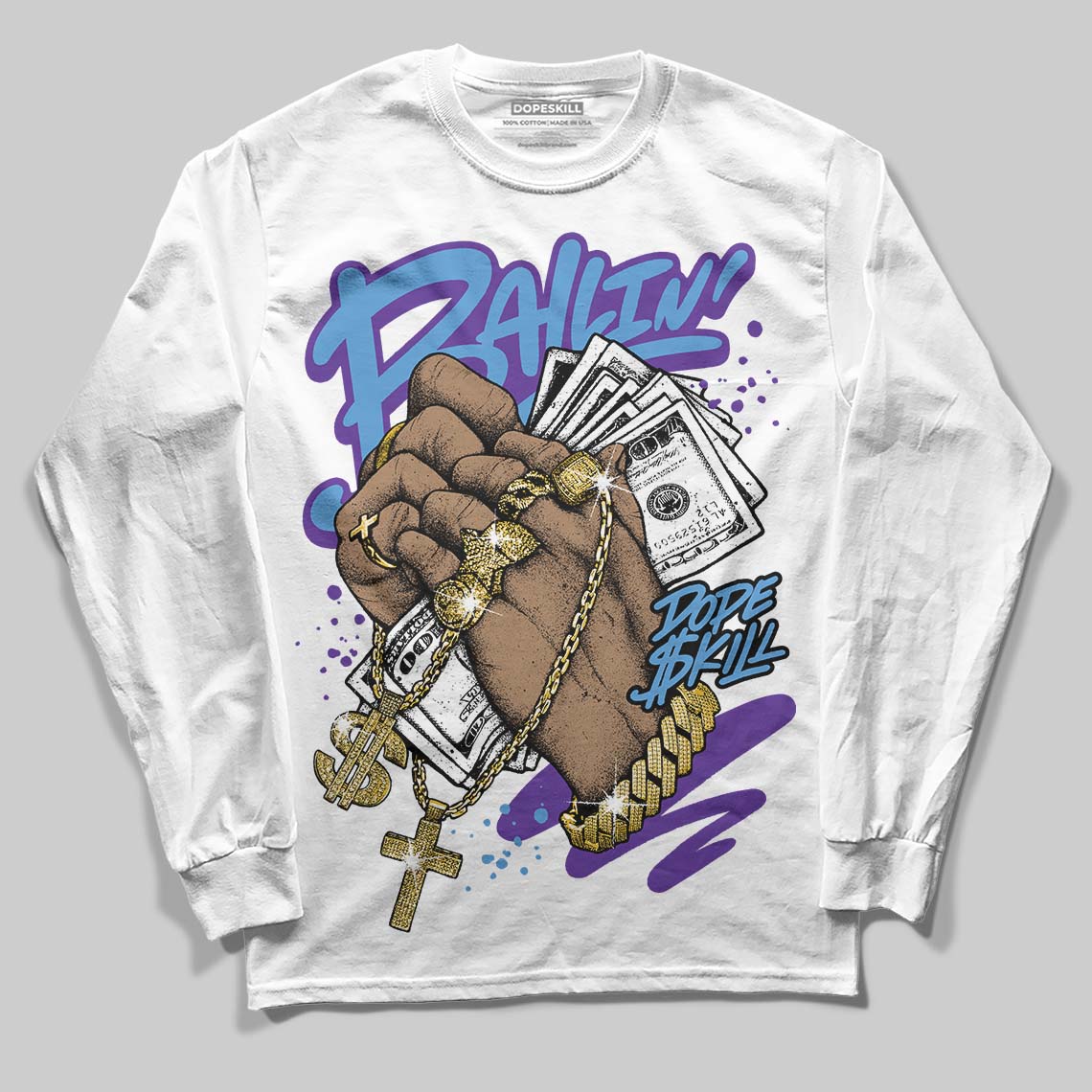 PURPLE Collection superstreetwear Long Sleeve T-Shirt Always Ballin' Graphic