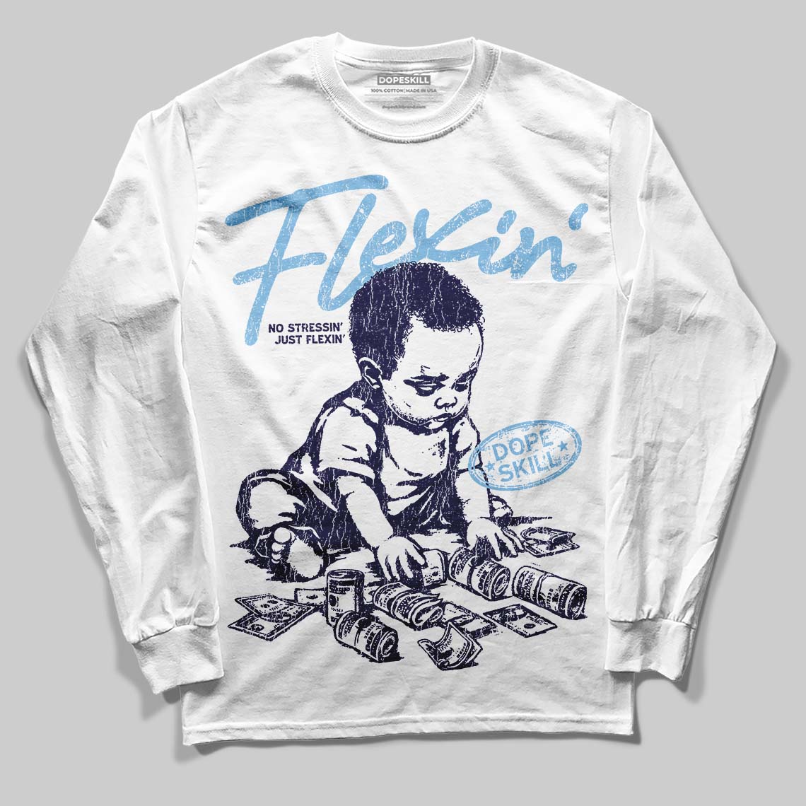 University Blue Collection superstreetwear Long Sleeve T-Shirt Flexin' Graphic