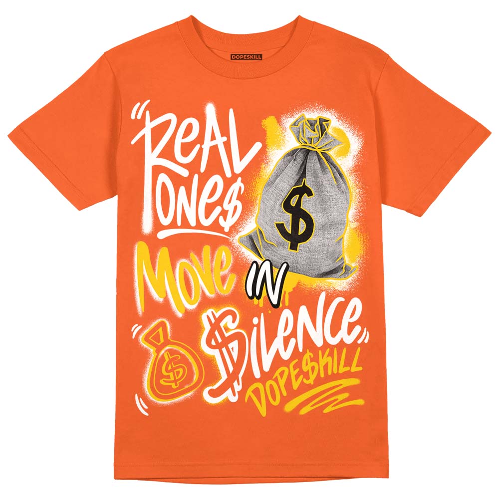 Georgia Peach 3s superstreetwear Orange T-shirt Real Ones Move In Silence Graphic