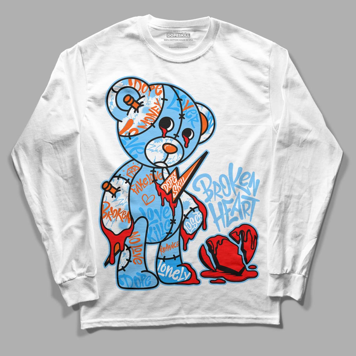 Dunk Low Futura University Blue superstreetwear Long Sleeve T-Shirt Broken Heart Graphic