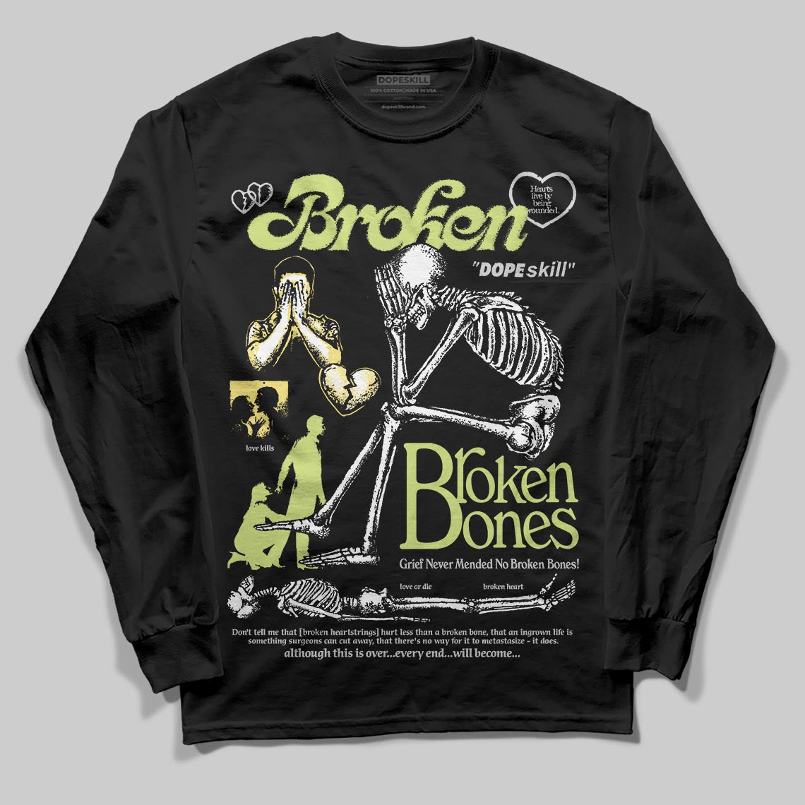Light Lemon Twist 4s superstreetwear Long Sleeve T-Shirt Broken Bones Graphic