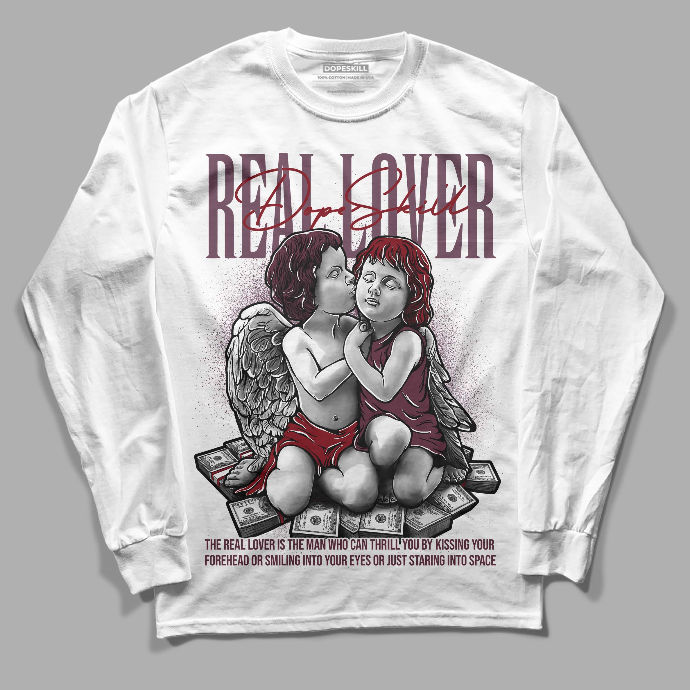 Burgundy 5s superstreetwear Long Sleeve T-Shirt Real Lover Graphic