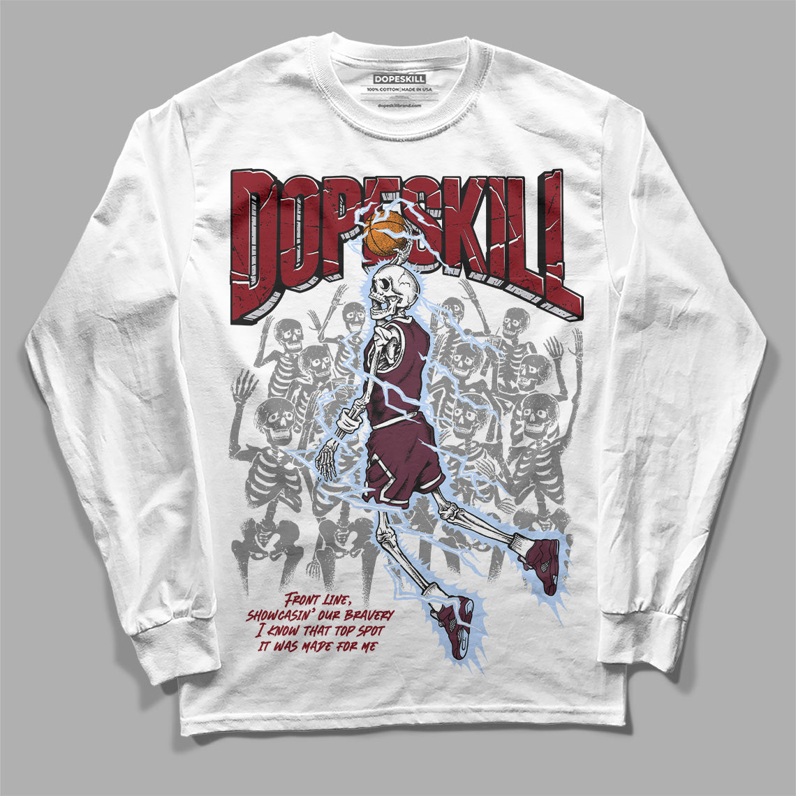Burgundy 5s superstreetwear Long Sleeve T-Shirt Thunder Dunk Graphic
