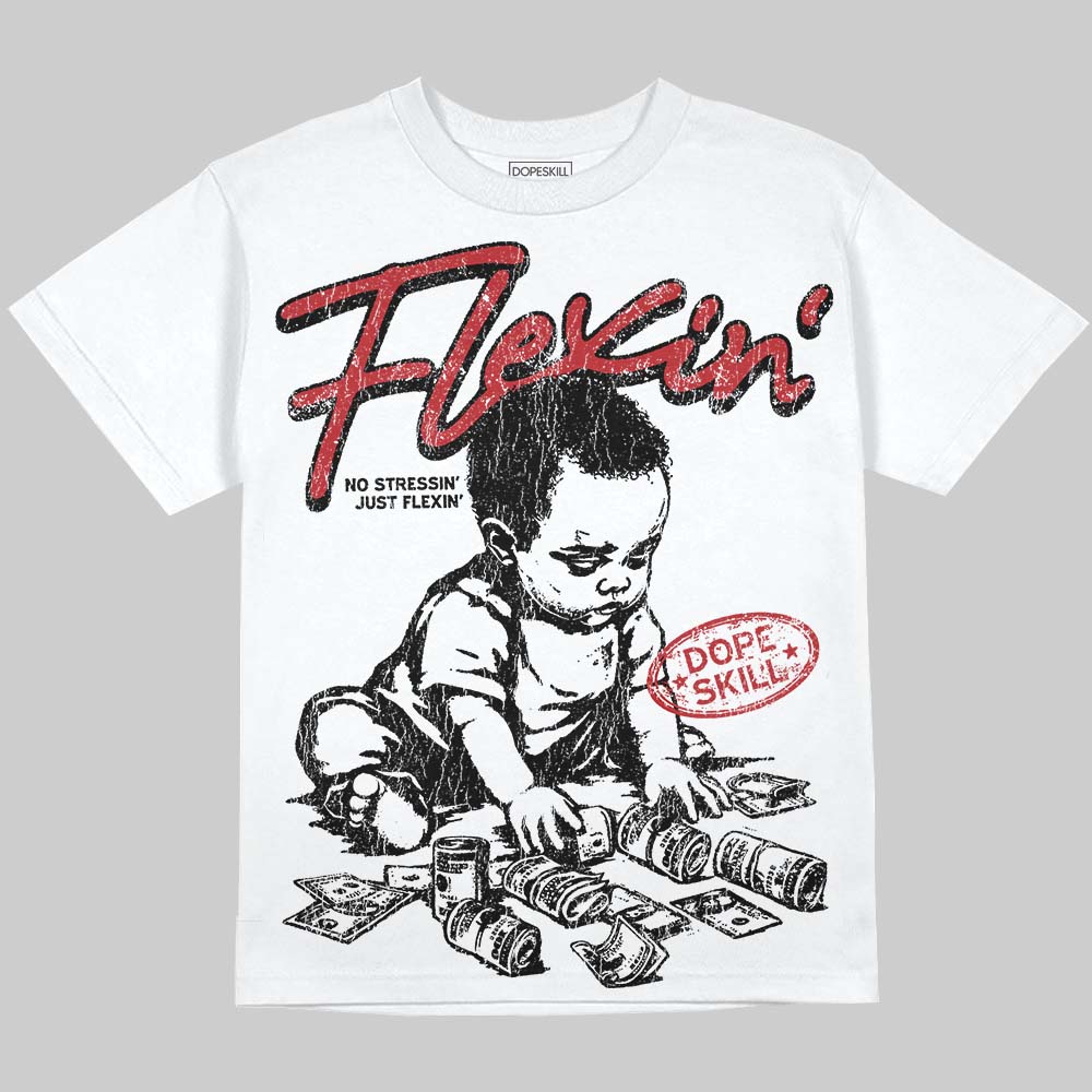 Flu Game 12s superstreetwear Oversize Print T-Shirt Flexin' Graphic