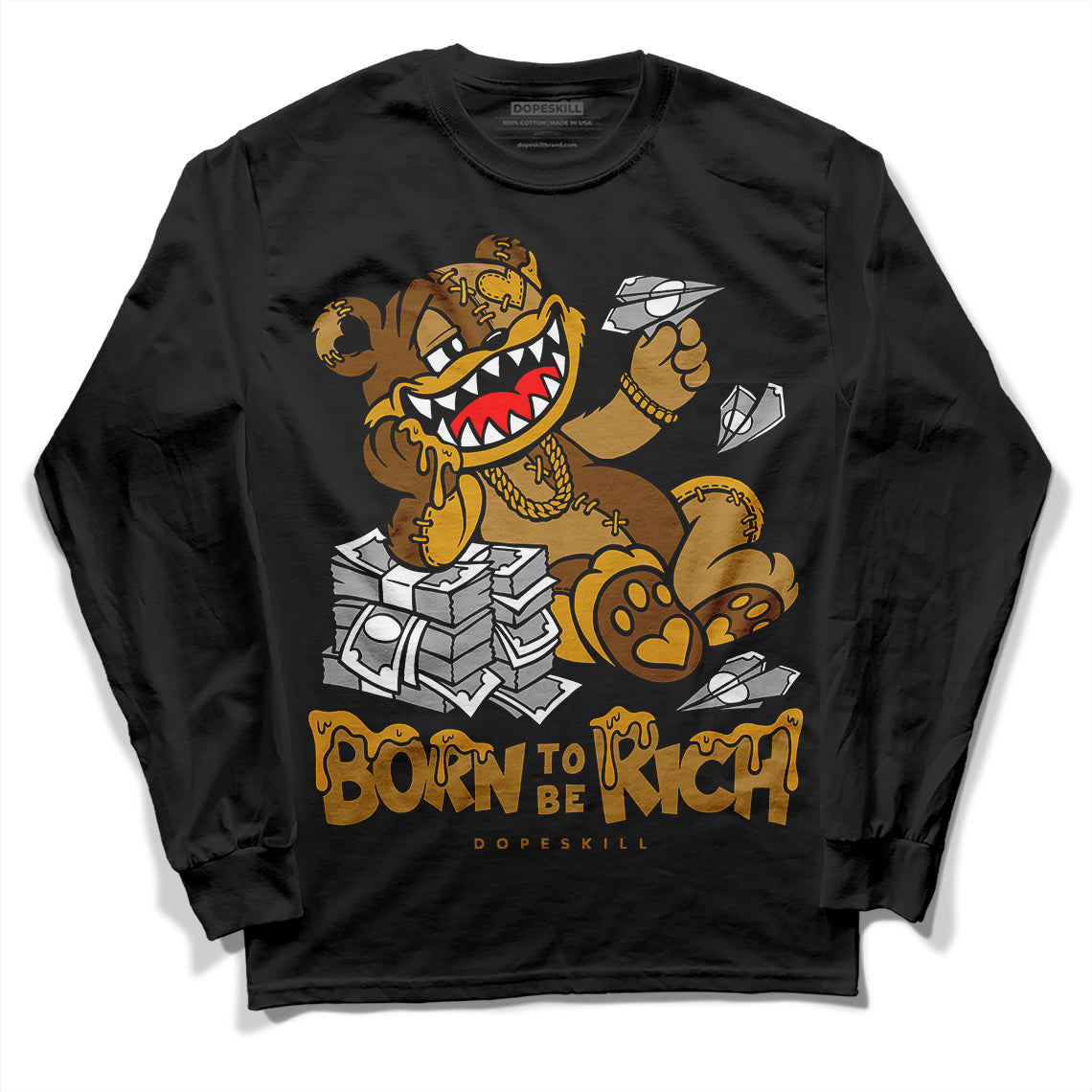 Wheat 13s superstreetwear Long Sleeve T-Shirt Born To Be Rich Graphic