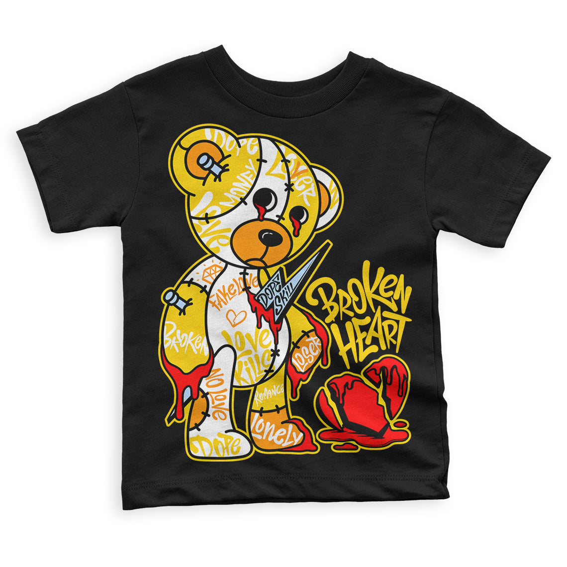 Yellow Ochre 6s superstreetwear Toddler Kids T-shirt Broken Heart Graphic
