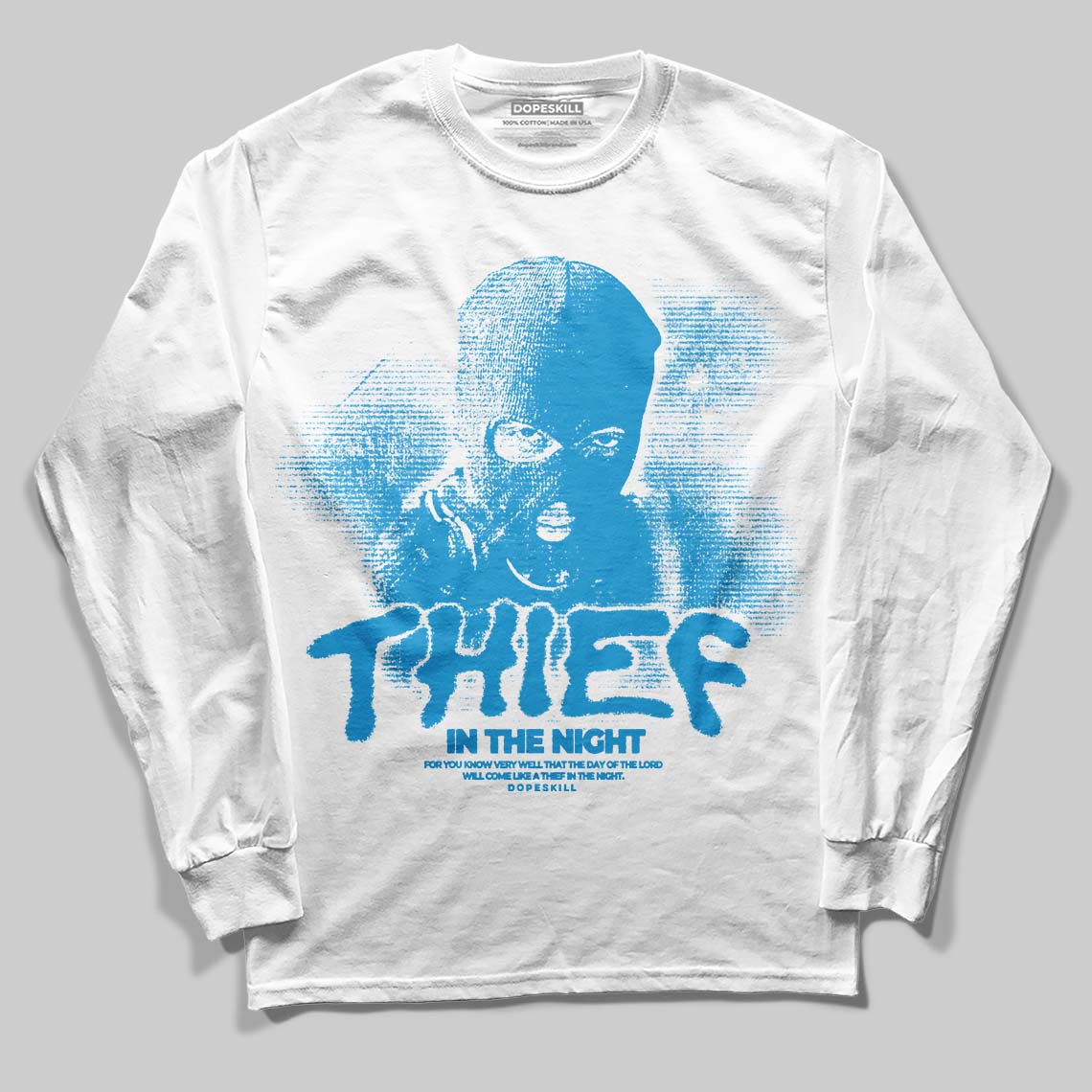 Military Blue 4s superstreetwear Long Sleeve T-Shirt Thief In The Night Graphic
