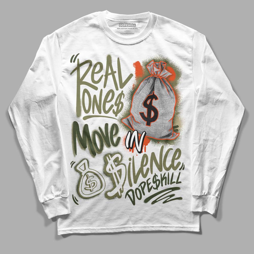 Olive Collection superstreetwear Long Sleeve T-Shirt Real Ones Move In Silence Graphic