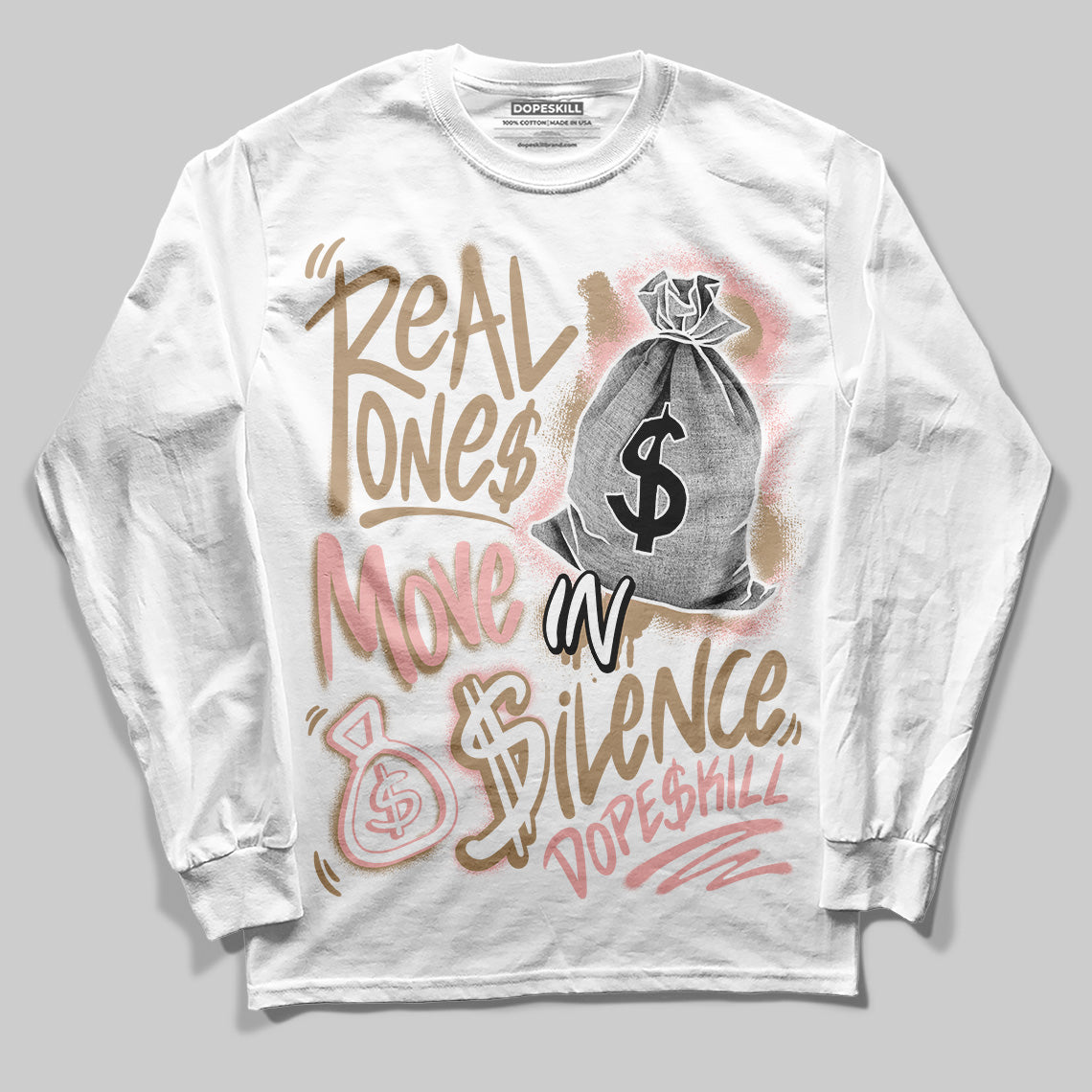 AIR FORCE 1 LINEN superstreetwear Long Sleeve T-Shirt Real Ones Move In Silence Graphic