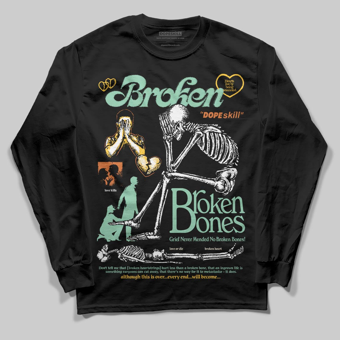 SB Dunk a??Rodeoa?? superstreetwear Long Sleeve T-Shirt Broken Bones Graphic