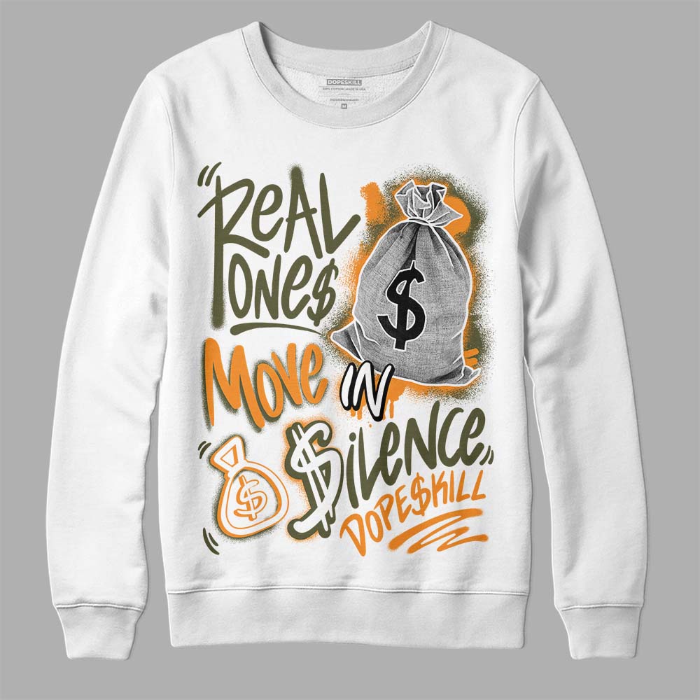 Olive 5s superstreetwear Sweatshirt Real Ones Move In Silence Graphic