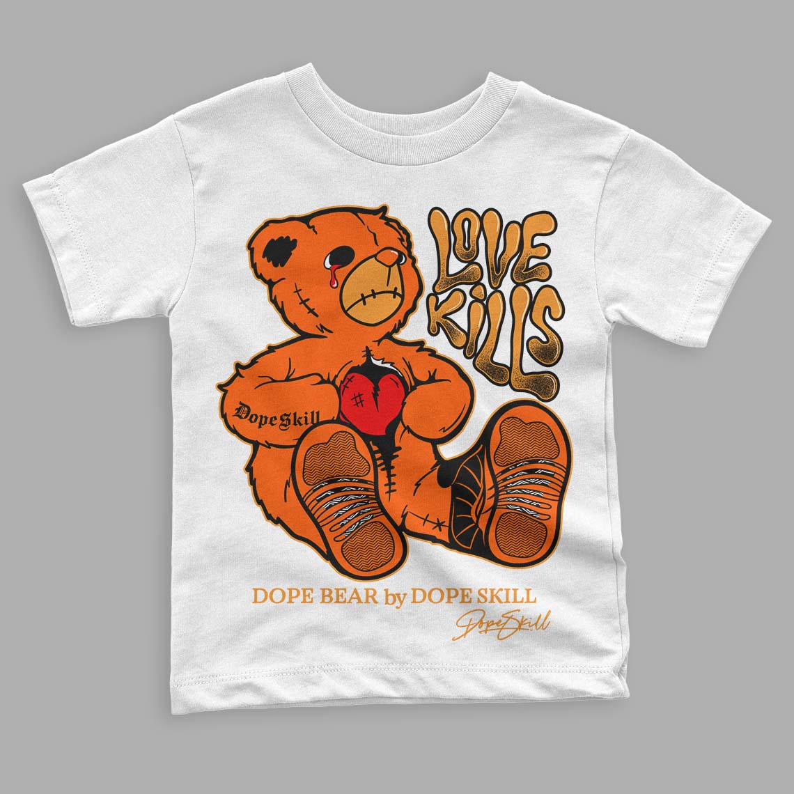 Brilliant Orange 12s superstreetwear Toddler Kids T-shirt Love Kills Graphic