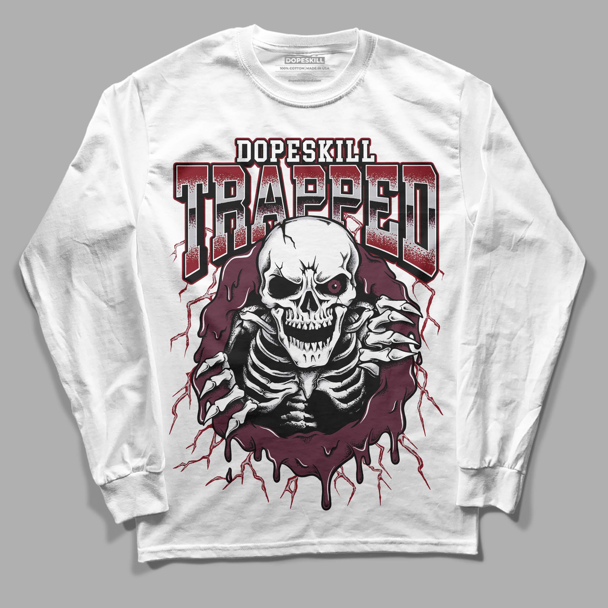 Burgundy 5s superstreetwear Long Sleeve T-Shirt Trapped Halloween Graphic
