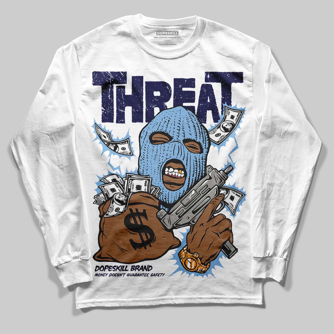 University Blue 6s superstreetwear Long Sleeve T-Shirt Under Threat Graphic