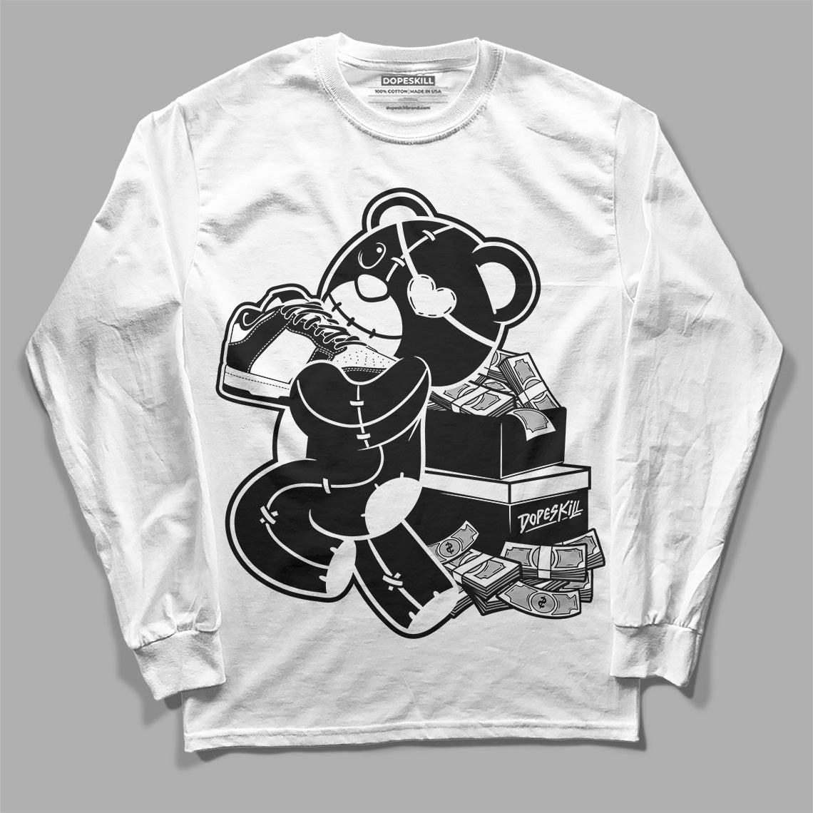 Panda White Black Dunk Low superstreetwear Long Sleeve T-Shirt Bear Steals Sneaker Graphic