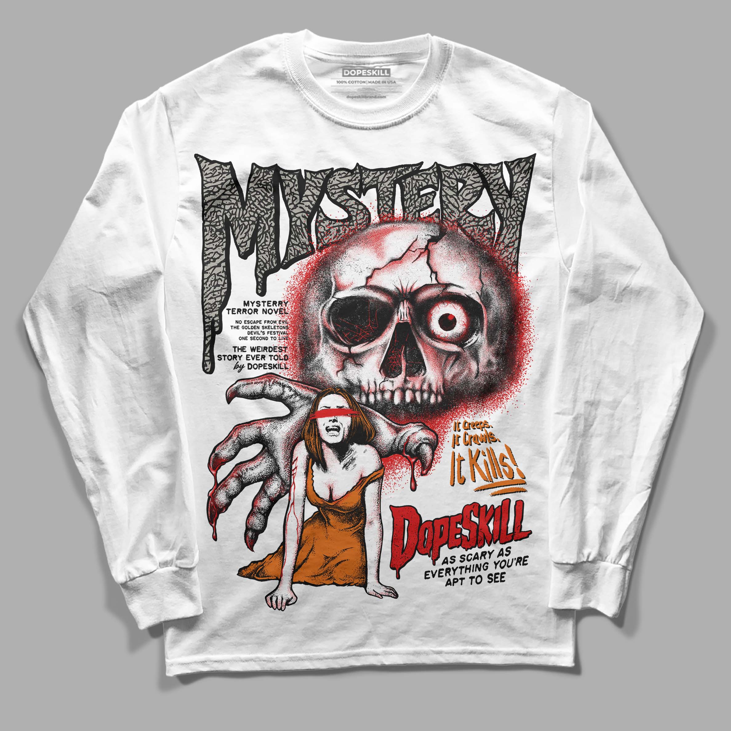 Fire Red 3s superstreetwear Long Sleeve T-Shirt Mystery Ghostly Grasp Graphic