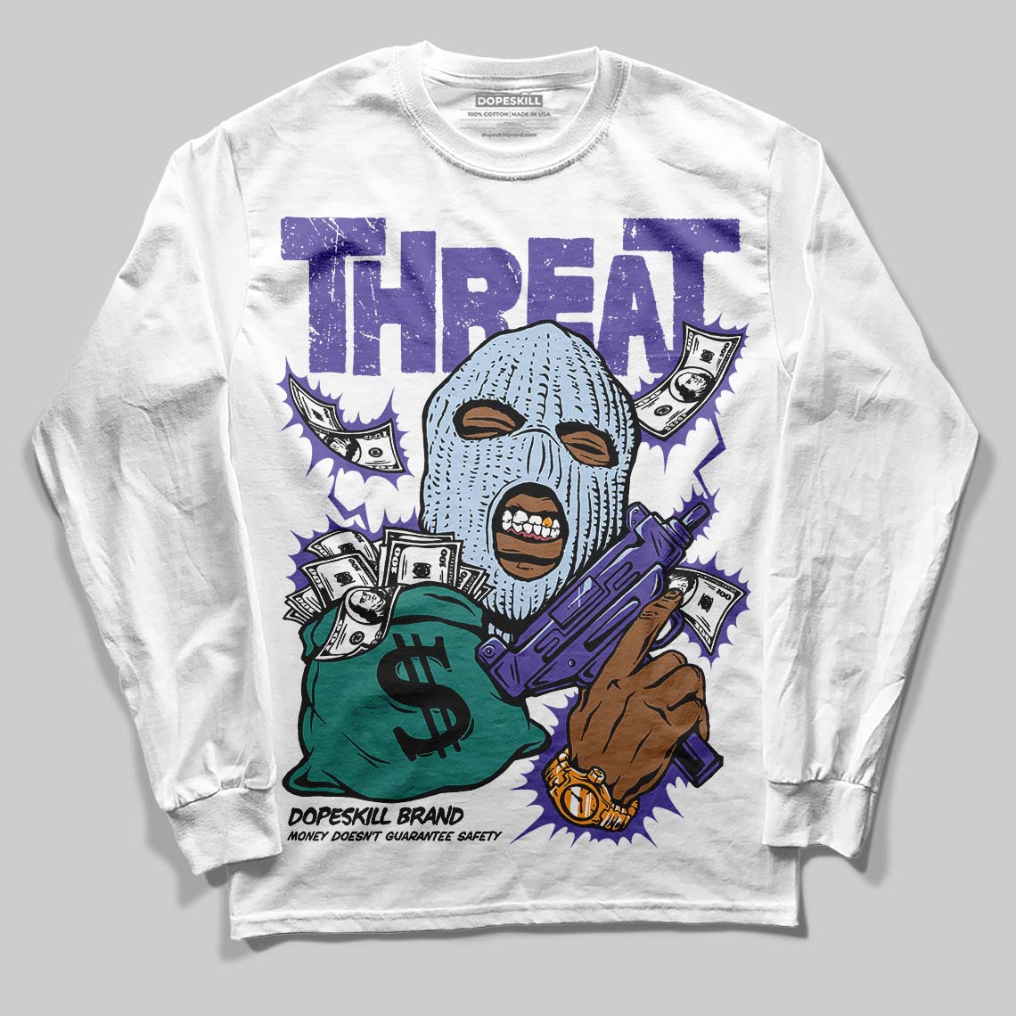 Grape 5s superstreetwear Long Sleeve T-Shirt Under Threat Graphic