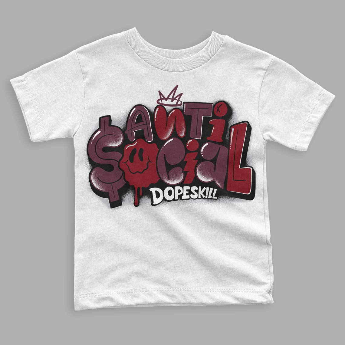Burgundy 5s superstreetwear Toddler Kids T-shirt Anti Social Graphic