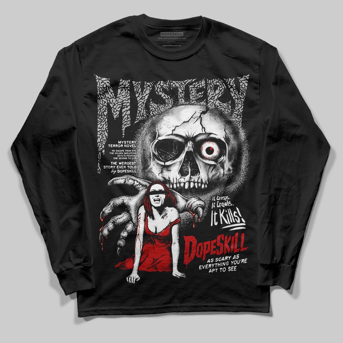 Black Cement 3s superstreetwear Long Sleeve T-Shirt Mystery Ghostly Grasp Graphic
