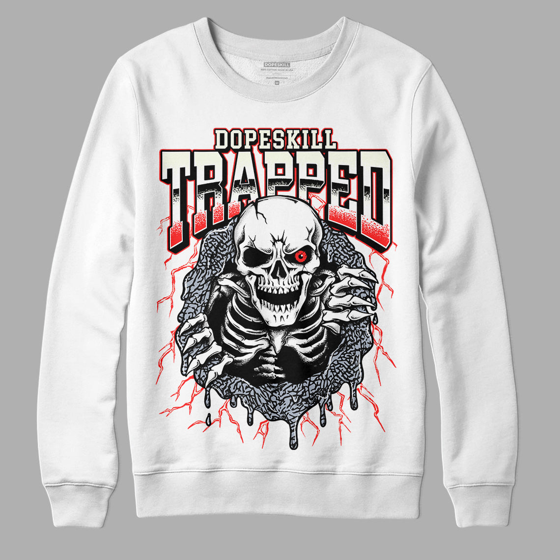White Cement Reimagined 3s superstreetwear Sweatshirt Trapped Halloween Graphic