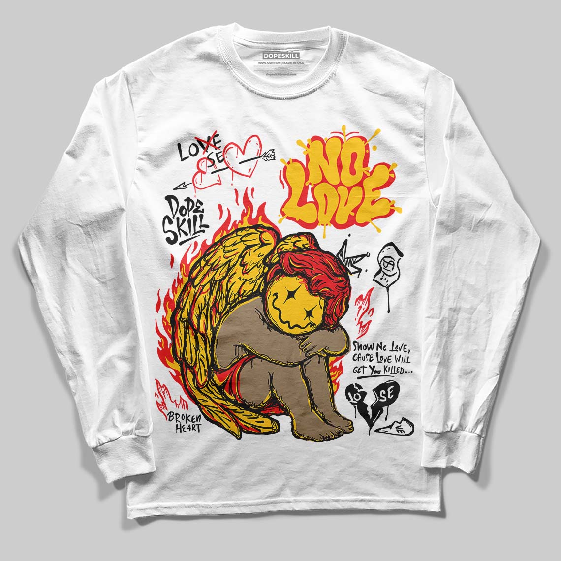 Yellow Collection superstreetwear Long Sleeve T-Shirt No Love Graphic