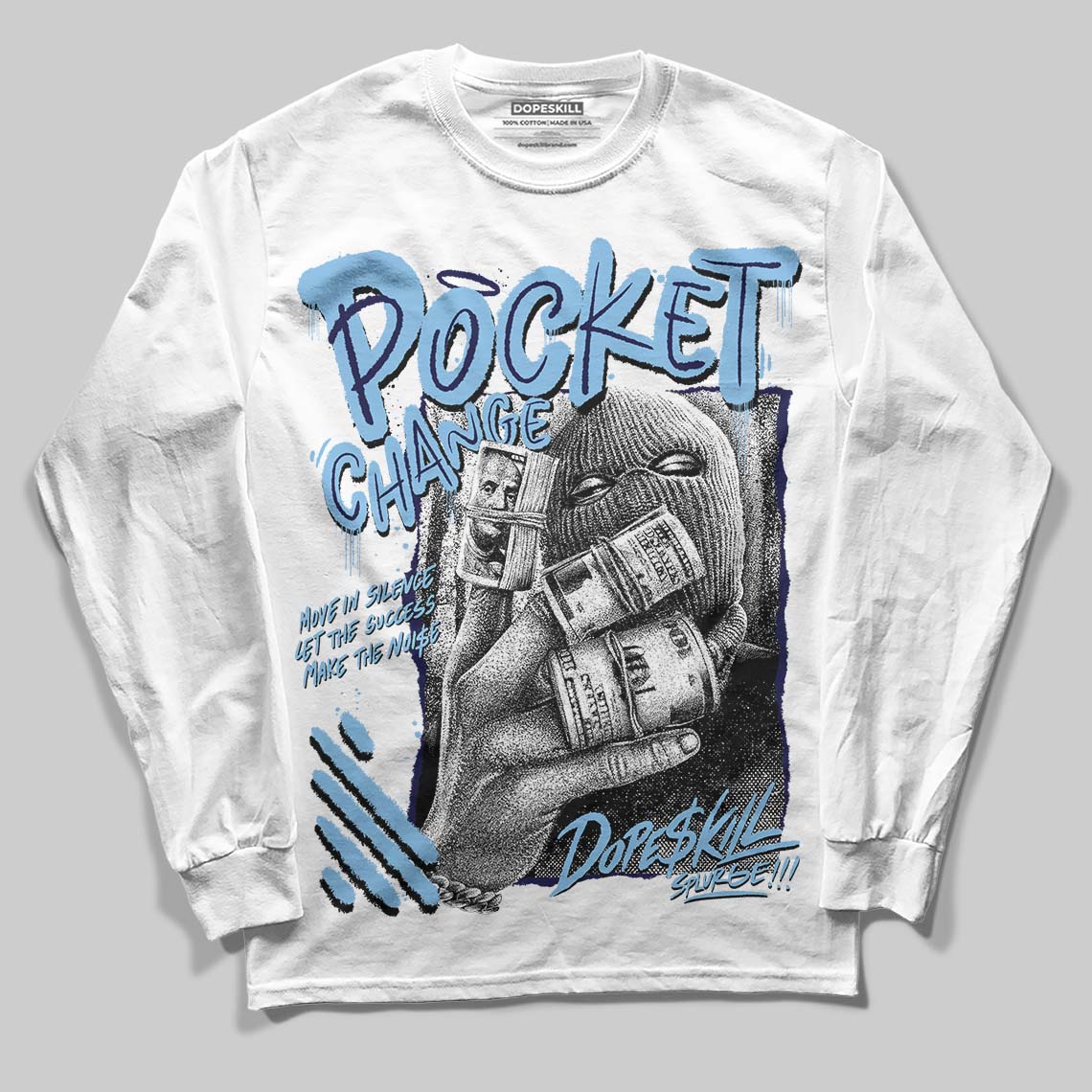 University Blue Collection superstreetwear Long Sleeve T-Shirt Pocket Change Graphic