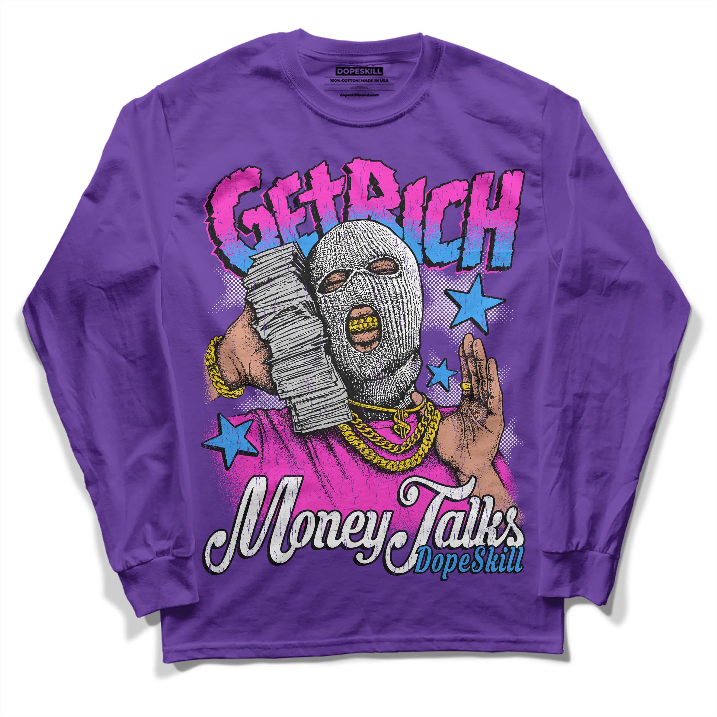 PURPLE Collection superstreetwear Purple Long Sleeve T-Shirt Get Rich Graphic