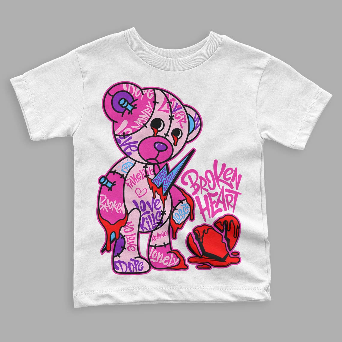 Triple Pink Dunk Low superstreetwear Toddler Kids T-shirt Broken Heart Graphic
