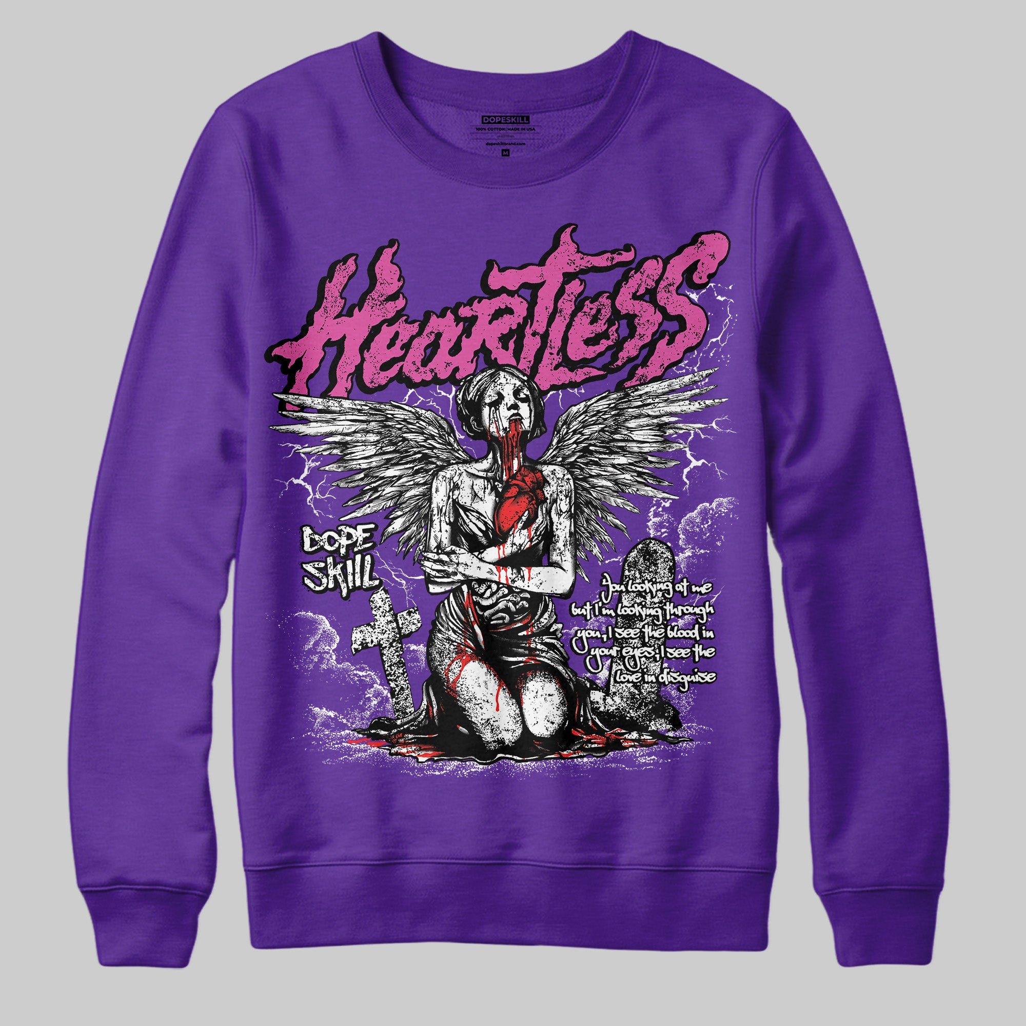 PURPLE Collection superstreetwear Purple Sweatshirt Heartless Graphic