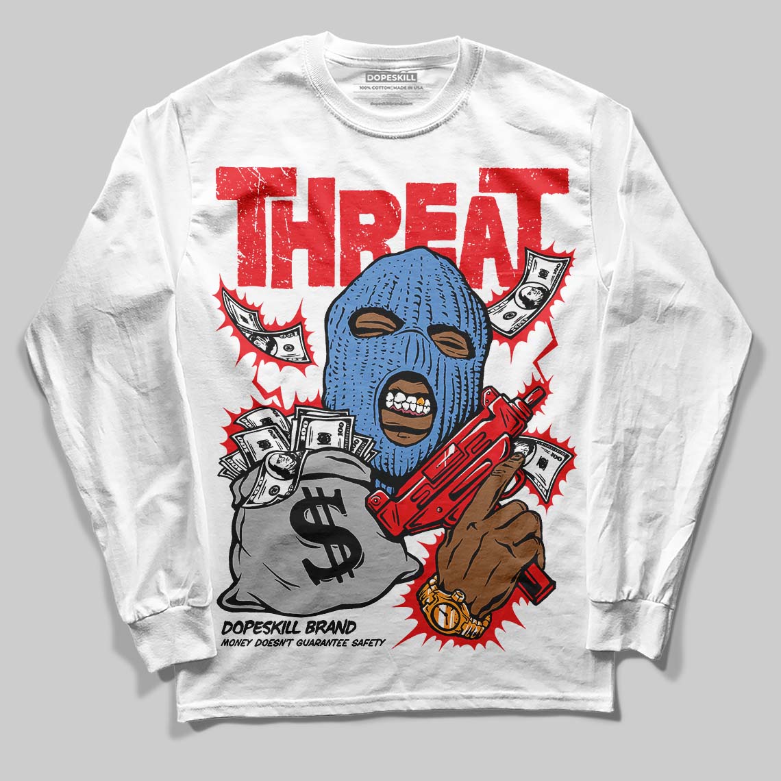 Cherry 11s superstreetwear Long Sleeve T-Shirt Under Threat Graphic