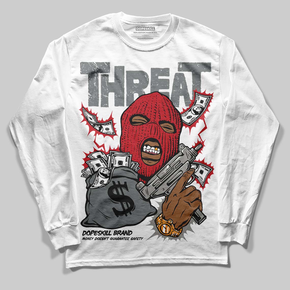 Cool Grey 9s superstreetwear Long Sleeve T-Shirt Under Threat Graphic