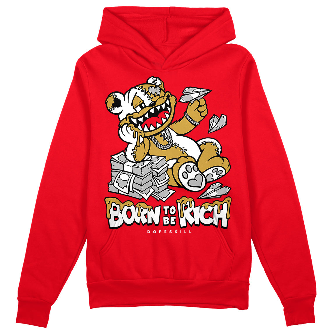 Red Thunder 4s superstreetwear Red Hoodie Sweatshirt Born To Be Rich Graphic