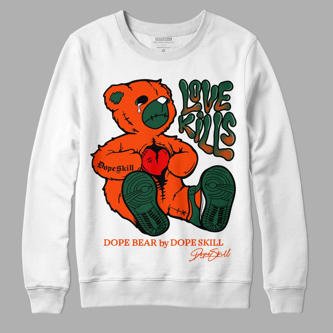 Dunk Low Team Dark Green Orange superstreetwear Sweatshirt Love Kills Graphic