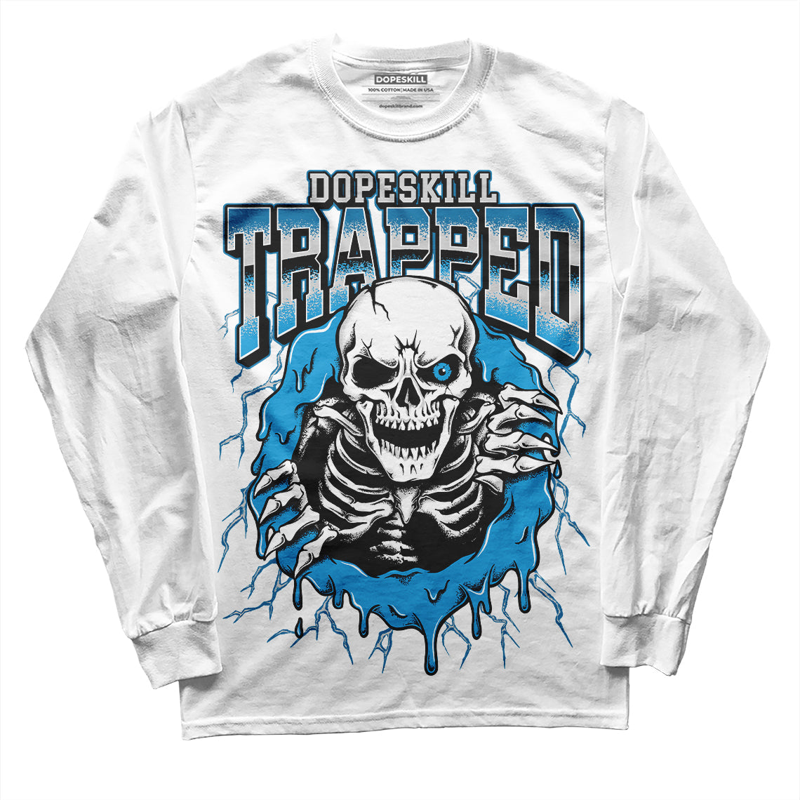 Military Blue 4s superstreetwear Long Sleeve T-Shirt Trapped Halloween Graphic