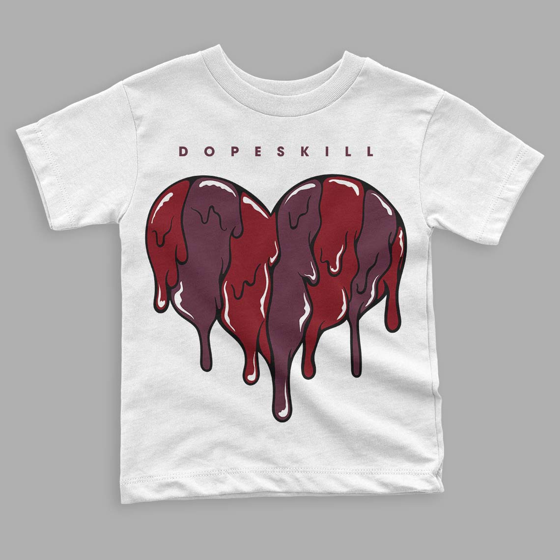 Burgundy 5s superstreetwear Toddler Kids T-shirt Slime Drip Heart Graphic