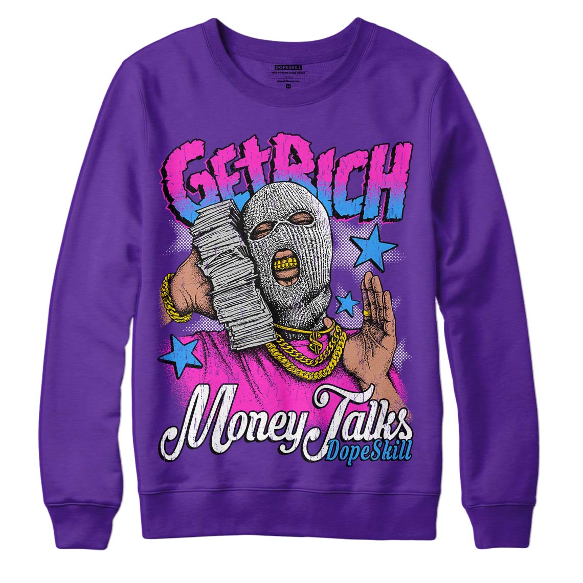 PURPLE Collection superstreetwear Purple Sweatshirt Get Rich Graphic