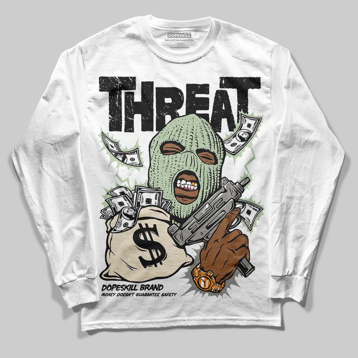 Seafoam 4s 2025 superstreetwear Long Sleeve T-Shirt Under Threat Graphic