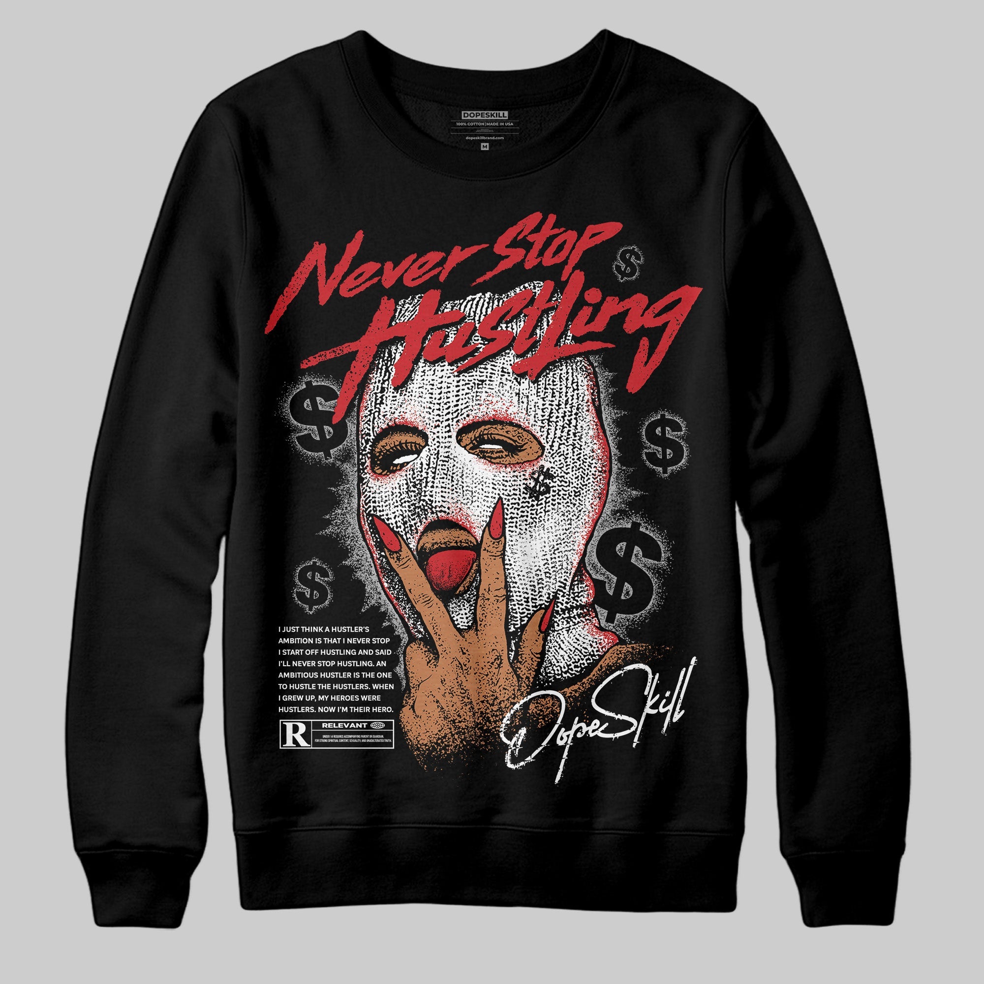 Black Cement 3s superstreetwear Sweatshirt Never Stop Hustling Graphic