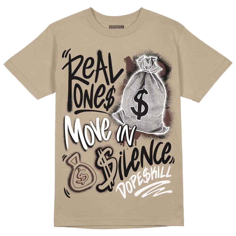 Latte 1s superstreetwear Medium Brown T-shirt Real Ones Move In Silence Graphic