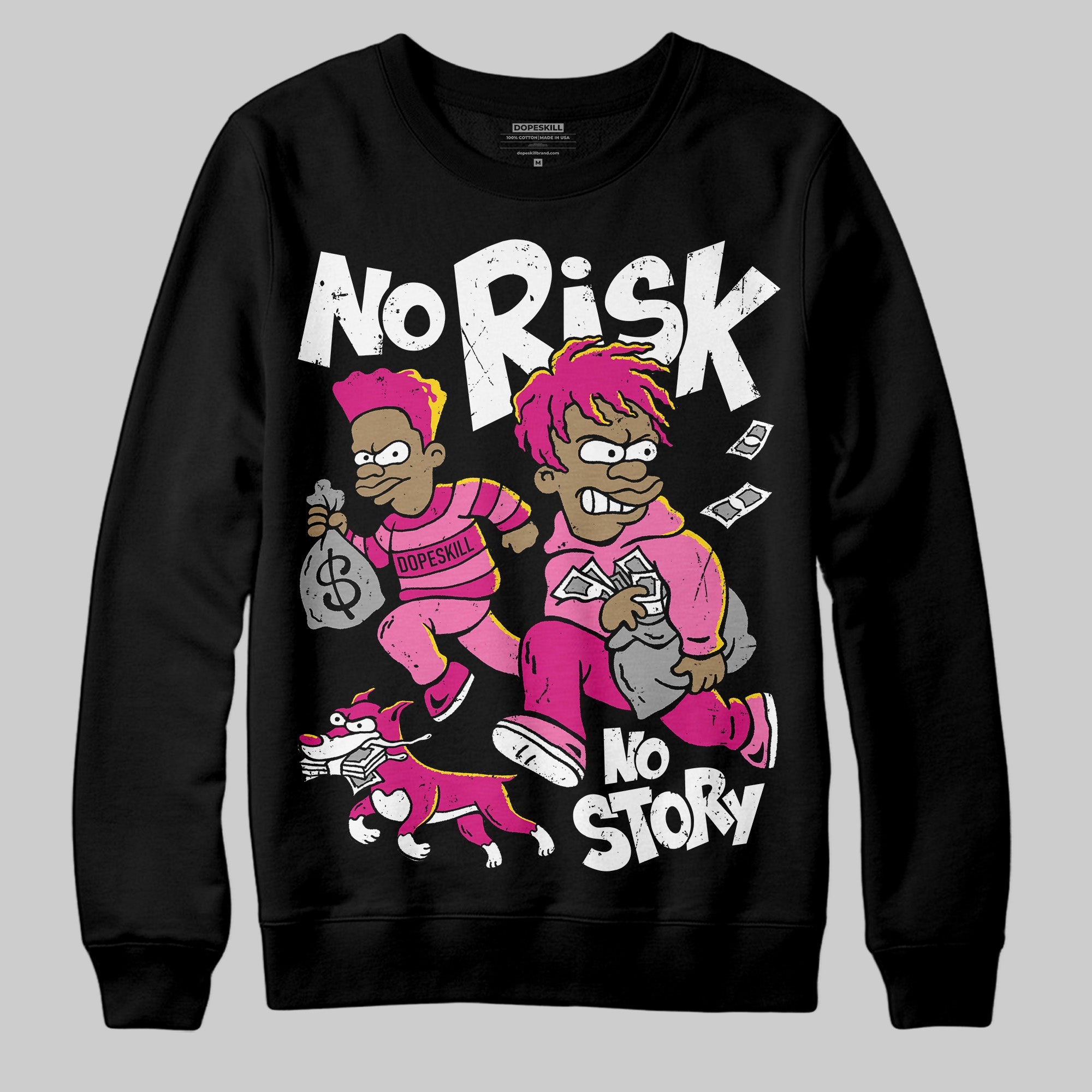 Rick RO Pink Leather Sneakers superstreetwear Sweatshirt No Risk No Story Graphic